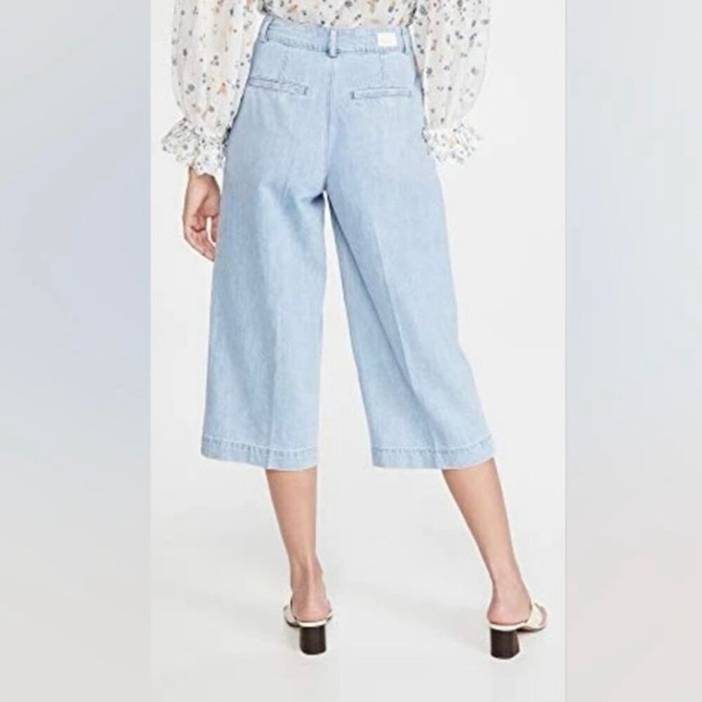 PAIGE Denim Clarice Culotte Jeans Light Fauna Blue Wash Size 28 Cropped Wide Leg - Picture 3 of 13